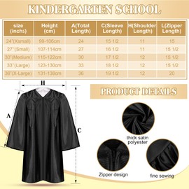Retisee 7 Pieces 2025 Kindergarten and Preschool Graduation Cap Gown Stole Set with 2025 Tassel Diploma Grade Graduation(Size 27, Small,Black)