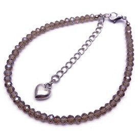 Vilda Jewellery Shimmery Faceted Taupe Brown 4mm Glass Bead Anklet with Extension Chain - Adjustable Size : 9-11 inches