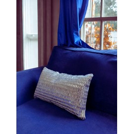 Rhinestone Crystal Glass Cushion Cover with Soft Grey Velvet Rectangular Decorative Cushion Cover for Home Décor suitable for Sofa, Bedroom, Living room and Office (Silver & Grey 30x50cm)