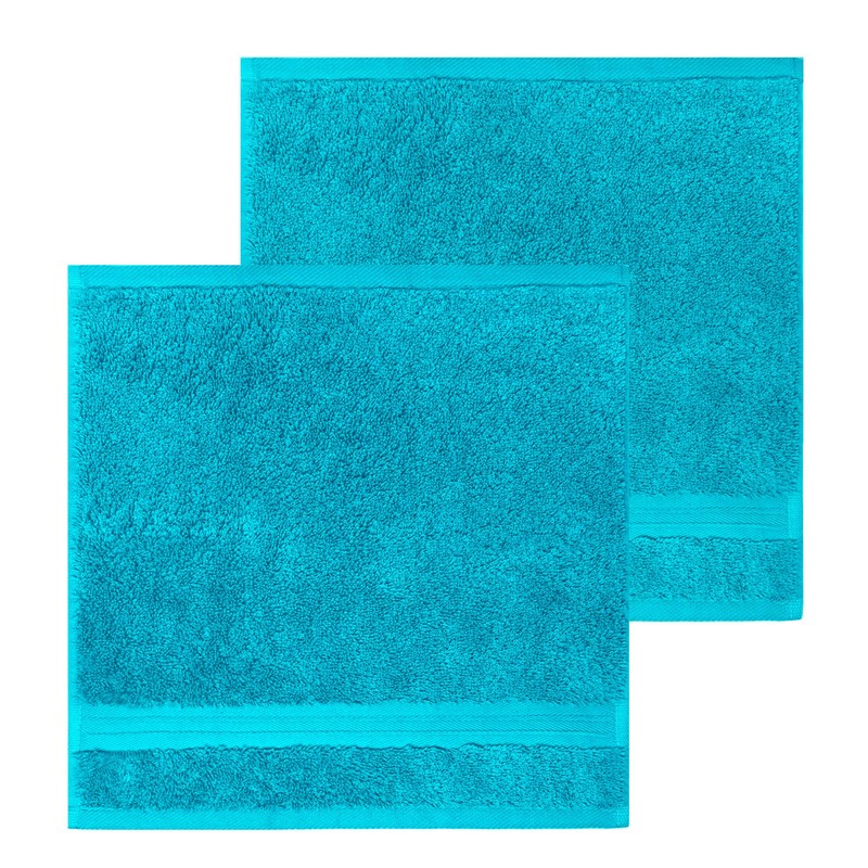 Lashuma Towels, Set of 2, Aquamarine Blue, Linz Terry Face