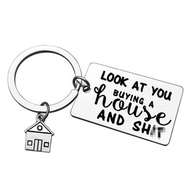 Baipilu for New Home Keychain Look at You Buying A House keychain First Home Gift Housewarming Gift Realtor Closing Gifts House Keyring Moving in Key Chain for New Home Owners Jewelry