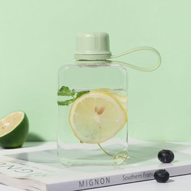 SHUNYUNG 1Pc Slim Square Travel Water Bottle, Flat Drink Cup Water Bottle, Tritan Transparent Flat Water Bottle, Tritan Transparent Flat Water Bottle, 240ml, Green