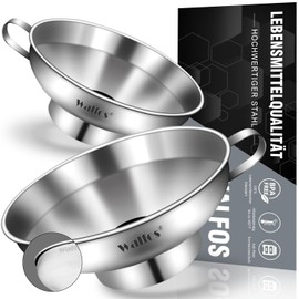 Walfos Gourmet Jam Funnel, Funnel Large Opening 4.4 cm and 3.8 cm (2-Piece Set) Stainless Steel Filling Aid for Jars