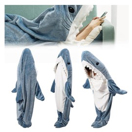 New Shark Blanket Adult - Wearable Shark Blanket Super Soft Cozy Flannel Hoodie - Shark Onesie Blanket Hoodie Shark Sleeping Bag (s)