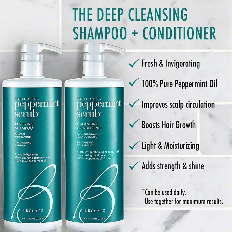 Brocato Peppermint Scrub Purifying Shampoo, Deep Cleansing, 32 Oz. |