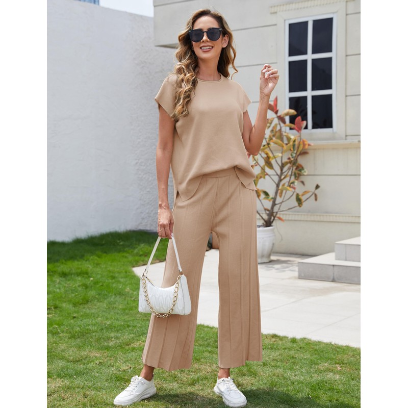 Tanming Women's 2 Piece Outfits Sweater Set Knit Pullover Tops