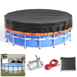 Round Pool Cover-10Ft Solar Covers for Above Ground Pools,Oxford Fabric Pool Covers with Winch and Cable, Waterproof and Dustproof Swimming Pool Cover