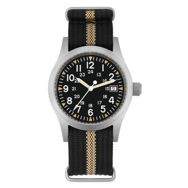 Militado ML05 38mm VH31/VH60/515 Quartz Watch - Domed Sapphire Glass Field C3 Super Luminous Retro Sweep Watch for Men 100M Water Resistant, Black Yellow / No Logo / Date / 515, Strap.