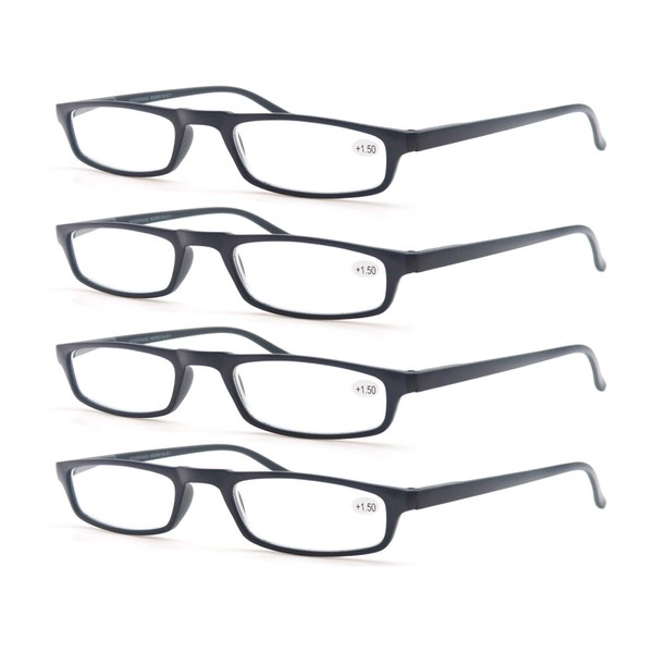 MODFANS Reading Glasses - 4 Pairs Fashion Readers Narrow Frame