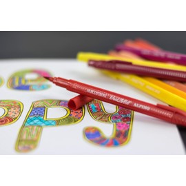 Alpino Colour Experience Double Tip Felt Pens - Case of 24 - Marker for Mandalas and Lettering - Fine Liner 0.7 mm, Brush Tip 2.9 mm, Triangular Shape, Ergonomic