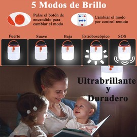 Lámpara de Camping 4800 mAh Luz de USB LED Recargable Linterna Solar para Campamento Exterior 5 Modos IP65 LED de Luz de Emergencia Portátil Luz de Tienda con Gancho Farol de Tienda para Camping Senderismo Pesca Emergencia