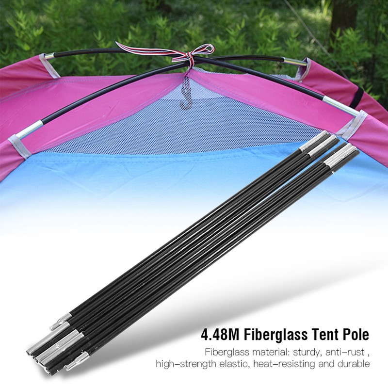 4.48M Fiberglass Camping Tent Pole Bars Outdoor Support Rods Awning
