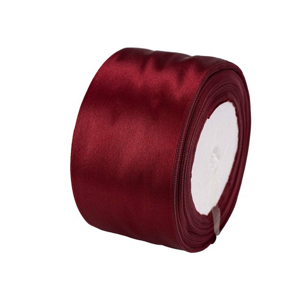 ATRBB 25 Yards 2 inches Wide Satin Ribbon Perfect for Wedding,Handmade Bows and Gift Wrapping (Wine red)