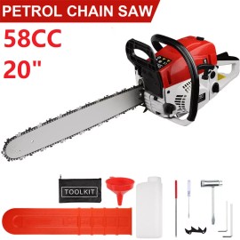 Timoau 58cc Gasoline Chainsaw 20" Bar Powered Upgraded Engine Wood Cutting Gas ChainSaw