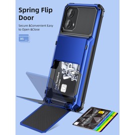 COOYA for Moto G 5G 2024 Case Wallet 5 Credit Card Holder Slot Flip Cover Wallet Case Back Pocket Dual Layer Protective Hard Shell TPU Rubber Bumper for Moto G 5G 2024 6.6-in Blue