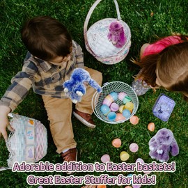 MINGRI Soft Bunny Lulu Keychain with Tin,Easter Gifts for Kids Pluch Keychain,Cute Bag Charm Key Chain(Rose Red)