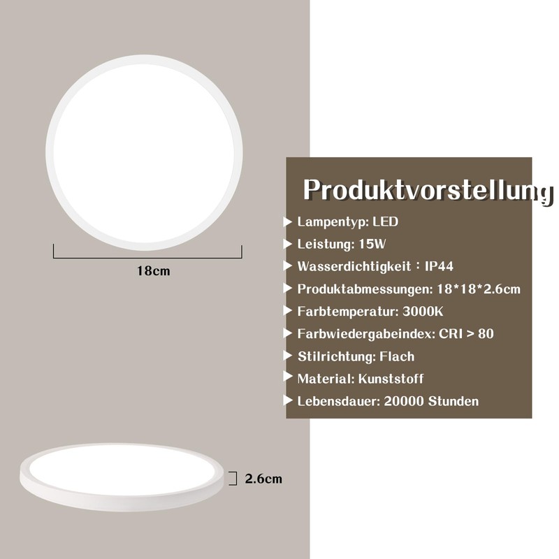 muyuua Ceiling Light LED Ceiling Light Flat Bedroom Lamp 18