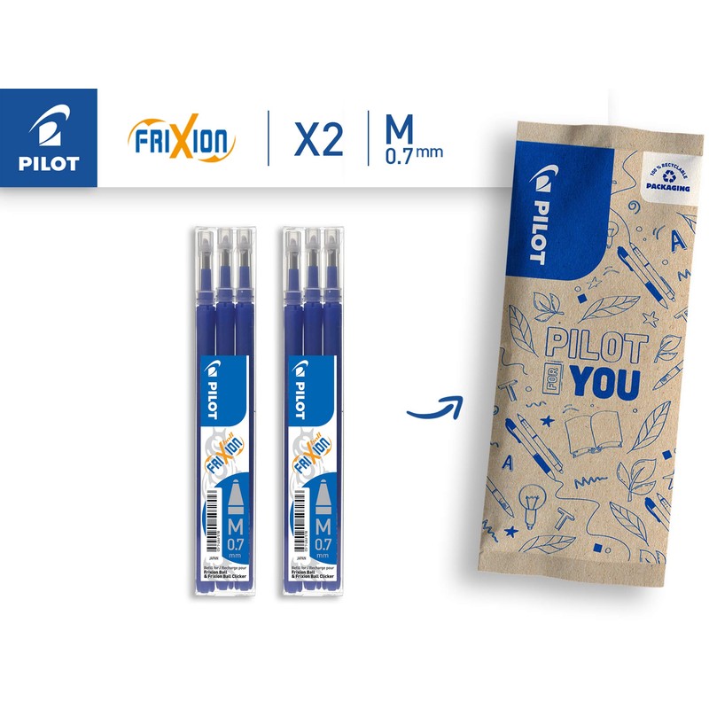 Pilot FriXion Gel Rollerball Pen Refills, 0.7 mm, Pack of