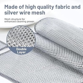 Aashvi 6 PCS Double Layer Wire Dishwashing Cloth Rag Non-Scratch Multipurpose Durable Wire Dishcloth for Wet and Dry Two Layer Reusable Steel Wire Cleaning Cloths Towel for Kitchen Dish Stove Top (6)