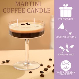 MTLEE Espresso Martini Candle Gifts for Women Men Coffee Scented Aromatherapy Candles Gift for Coffee Lovers Coffee Candles for Wedding Favors Housewarming Birthday Gift Candle with Real Coffee Beans