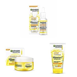 Garnier Skin Active Express Aclara Serum Anti Manchas con Vitamina C - 1 x 30 ml + ls Face Express aclara crema hidratante tono uniforme con fps 30 + 