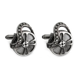 Cufflinks Film Roll Shiny Gunmetal Approx. 1.8/2.4 cm + Orange Exclusive Box, Brass, without stone