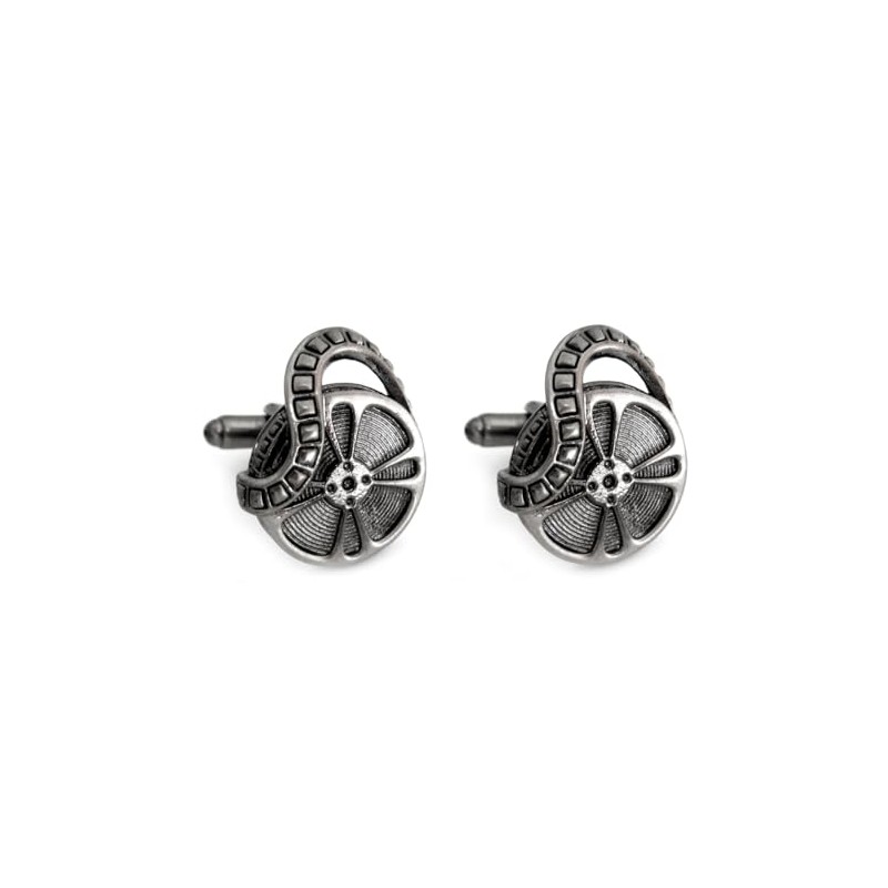 Cufflinks Film Roll Shiny Gunmetal Approx. 1.8/2.4 cm + Orange