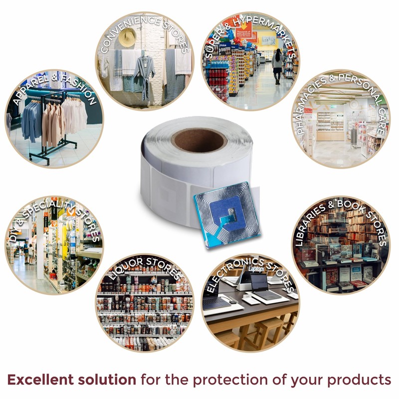 1000 Paper Security Labels 1.5 X 1.5 Inch RF 8.2Mhz