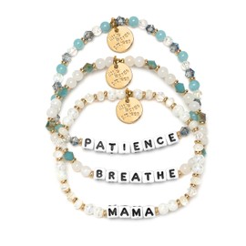 Little Words Project Handcrafted and Uniquely Designed Beaded Bracelets - Mama Stack - Set of 3 Bracelets - Breathe, Patience, Mama