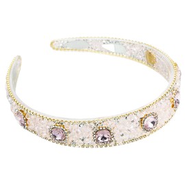 scicent Hair Bands for Women Faux Pearl Rhinestones Headband Wedding Party Women's Crown Hairband for Bride Bridesmaids Toothed Non-Slip Wedding Hair Accessories, Pink - 16218