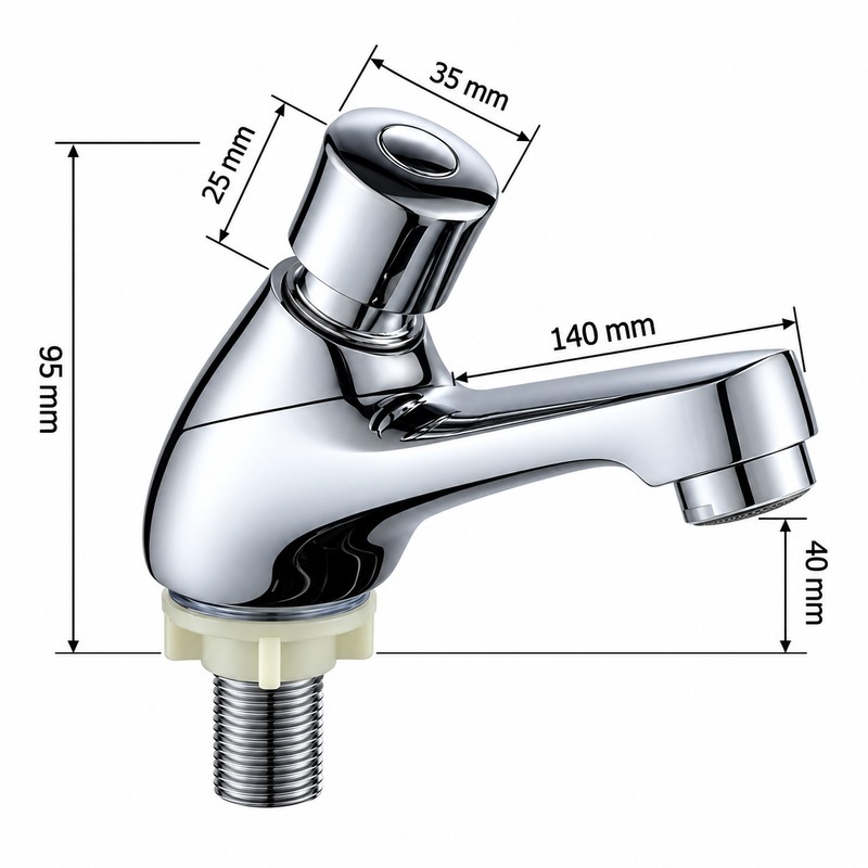 G1/2 BSPP Self-Closing Basin Faucet for 32–35mm Mounting Holes –