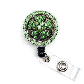 LOVEKITTY ® - Sparkle Lt Green Rhinestones Swivel Clip Retractable/Fully Blinged Out ID Badge Reel/Name Badges/ID Badge Holder/Doctor Nursing Badge/Teacher Nurse Great Gift Idea