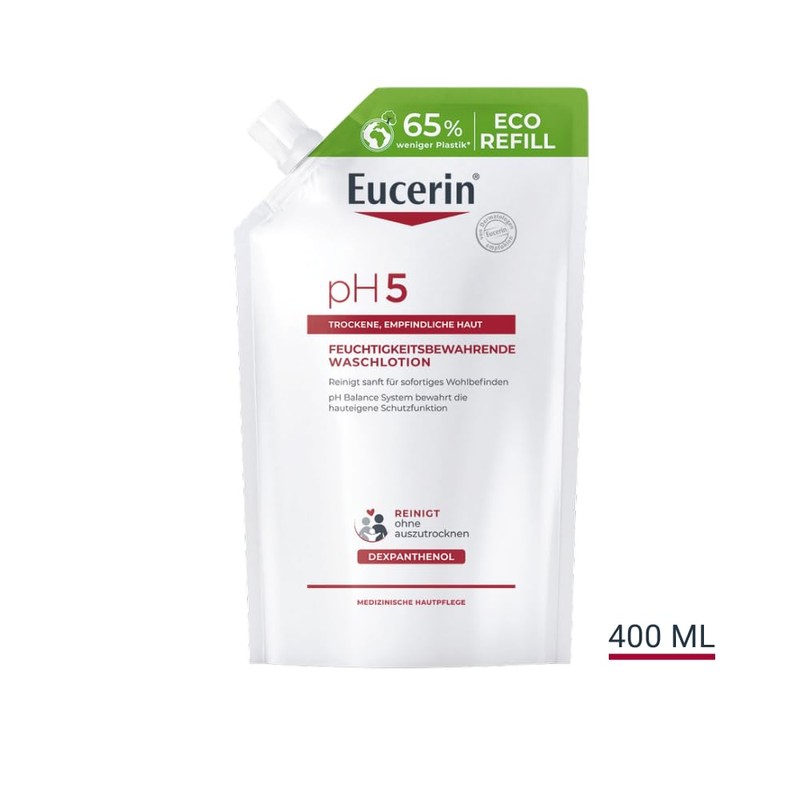 Eucerin pH5 Moisturising Wash Lotion Refill Bag 400 ml, Mild