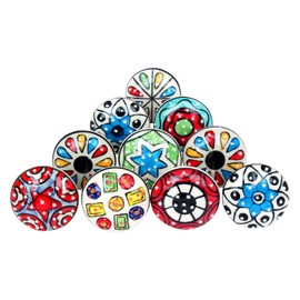 Ajuny Ceramic Knobs for Dresser Drawers Kitchen Cabinets Bathroom Cupboards Chest Vintage Colorful Set of 10