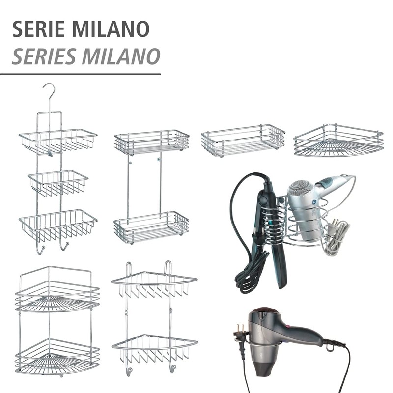 Wenko 16823100 Universal shelf Milano zur Wandmontage, Metal Steel, 25