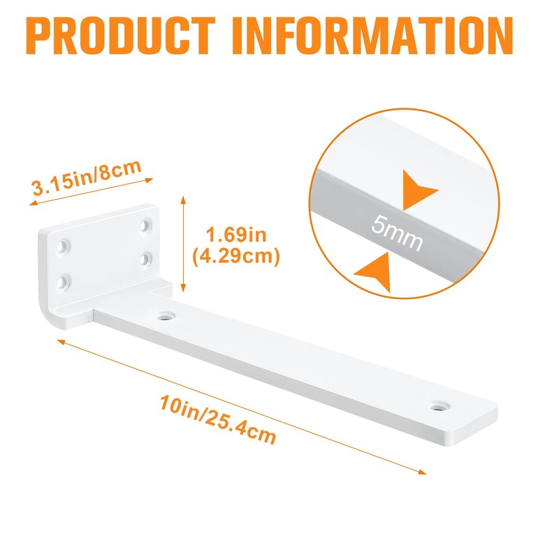 Floating Shelf Brackets 10 inch 8 Pack L Brackets for