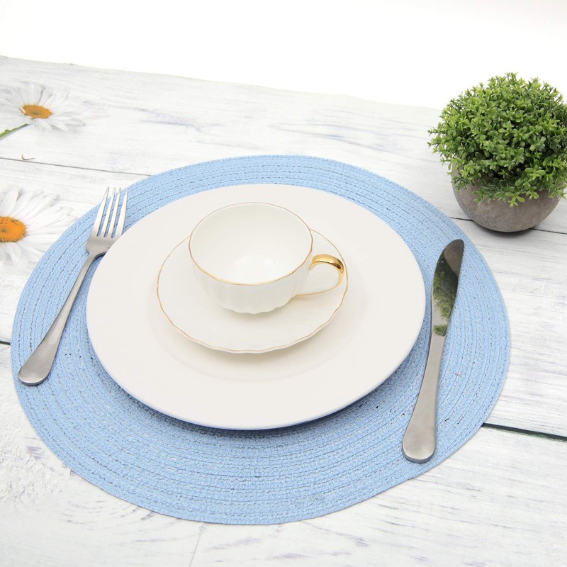 SHACOS Round Braided Placemats Set of 4 Washable 15 inch