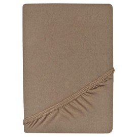 Green Mark Jersey Fitted Sheets, 100% Cotton in Many Sizes and Colours, sand / beige, 90x200 - 100x200 cm
