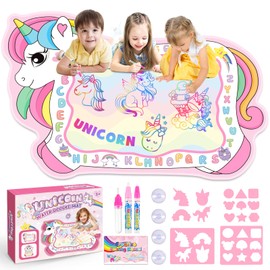 EUCOCO Unicorn Gifts for Girls, Aqua Water Mat Doodle Toy from 1 2 3 4 5 6 Years Girls Gift 1-6 Years Unicorn Toy Birthday Gift for Girls Children's Toy from 1-6 Years