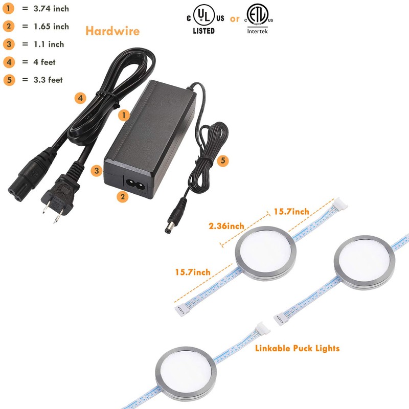 Lvyinyin RGBWW Under Cabinet LED Lighting Kit, Linkable Puck Light,