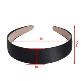 HOVEOX 9 Pieces Hard Headbands 1 Inch Wide Non-slip Ribbon Hairband for Women Girl (black)