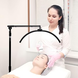 MARYRAIN LED Half Moon Light, Dimmable Floor Stand Lash Light for Tattoo Artist/Esthetician, Lash Lamp with Remote Control