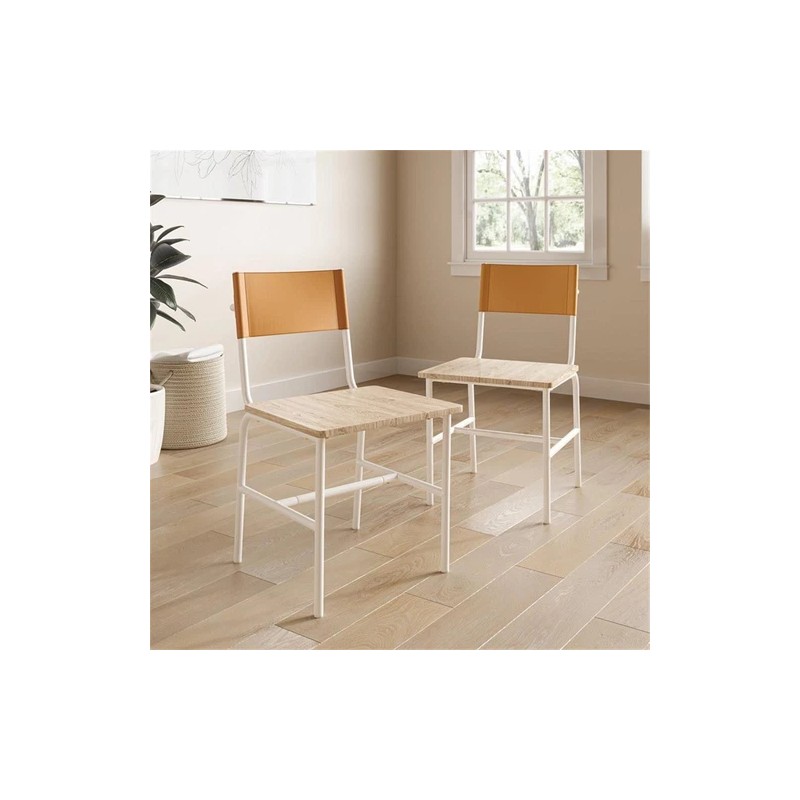 Sauder Boulevard Cafe Faux Leather Back Dining Side Chair Brown/White