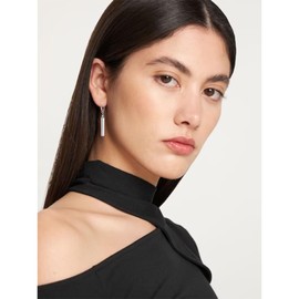 S925 Sterling Silver Bar Dangle Drop Earrings Minimalist Long Vertical Bar Earrings Hypoallergenic Hoop Vertical Earrings Simple Linear Leverback Earrings Geometric jewelry for Women Girls（Silver ）