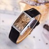 JewelryWe Fashion Black Leather Strap Roman Numeral Square Dial Women's