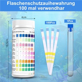STFYUG 9 in 1 Aquarium Test Strips, 100 Test Strips Aquarium Test Sets, Aquarium Water Test for Aquariums, Aquarium Accessories for Measuring PH Water Hardness Chlorine Nitrite in Aquarium Fish Tank