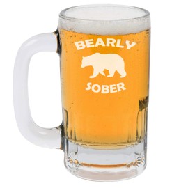 MIP Brand 12oz Beer Mug Stein Glass Bearly Sober Bear Funny