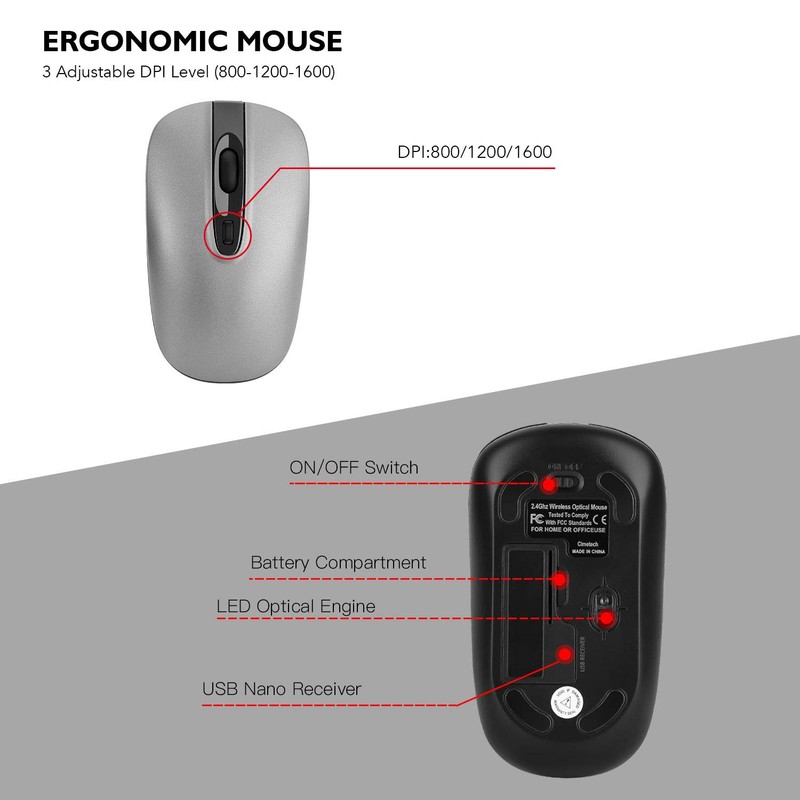 cimetech Wireless Keyboard and Mouse Combo, Compact Silent Ergonomic Scissor