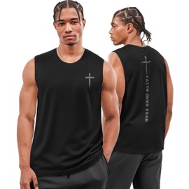 Flafens Tank Tops Men - Sleeveless Shirts for Men Graphic Cotton Mens Tank Tops Summer Tanktop Casual Loose Fit Tanktop Christain Mens Sleeveless Tee Shirts for Workout Running Sports, XL, Faith