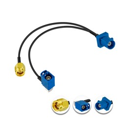 POBADY Fakra C GPS Antenna Extension Coaxial Cable Fakra C Male to SMA Male and Fakra C Female Y Type Pigtail Cable RG174 12in/30cm for Car Radio